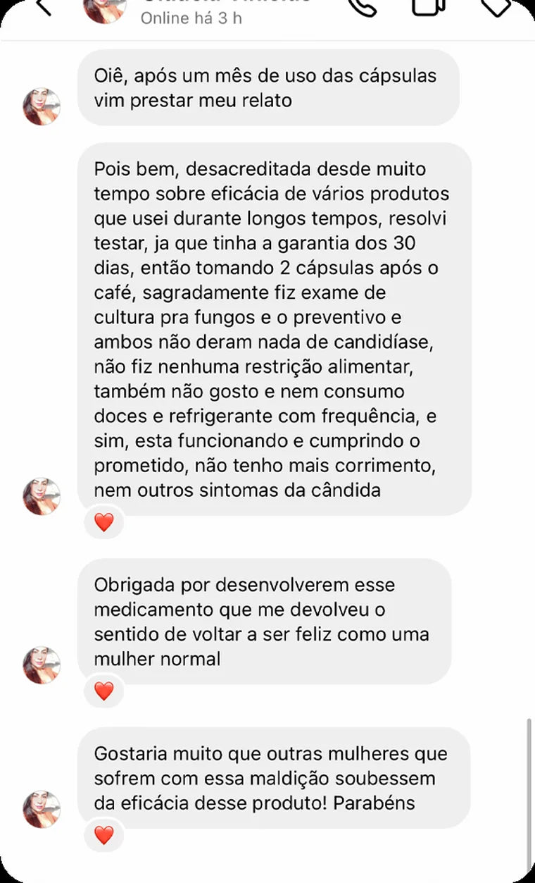 Print de mensagem enviada por cliente do Imunofem ao suporte da Maxfem