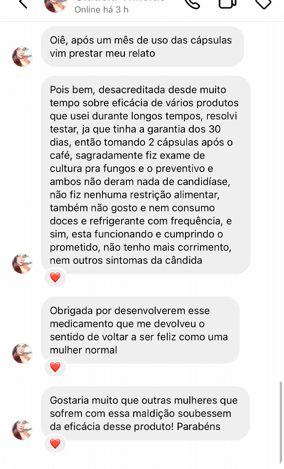 Print de WhatsApp — depoimento de cliente Imunofem